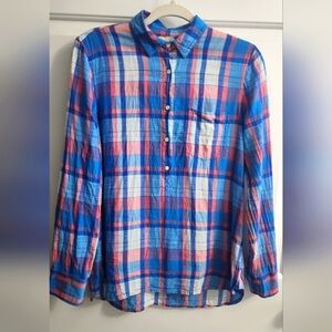 J. Crew long sleeve plaid half button down shirt